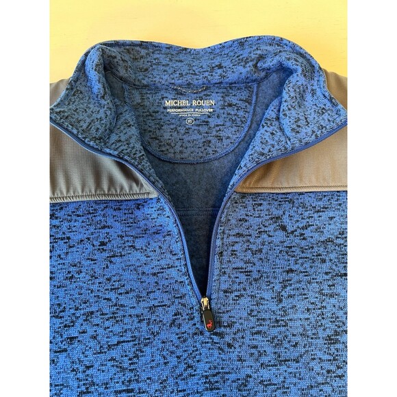 Michel Rouen Performance Pullover Fleece 1/4 Zip Blue Gray Size XL Golf Active - Picture 2 of 4
